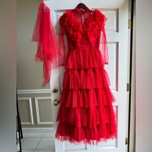Beetlejuice  Halloween Lydia  Deetz Wedding  Red Ruffled Dress